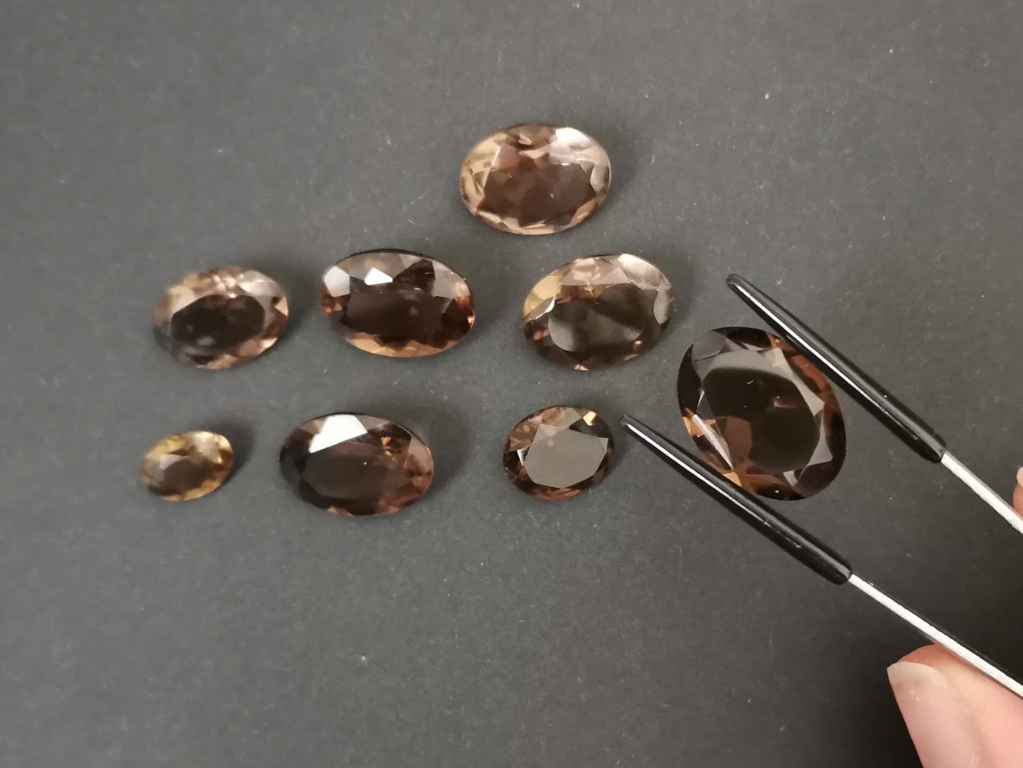 8 x Smoky Quartz Ovals - Bundle of various sizes