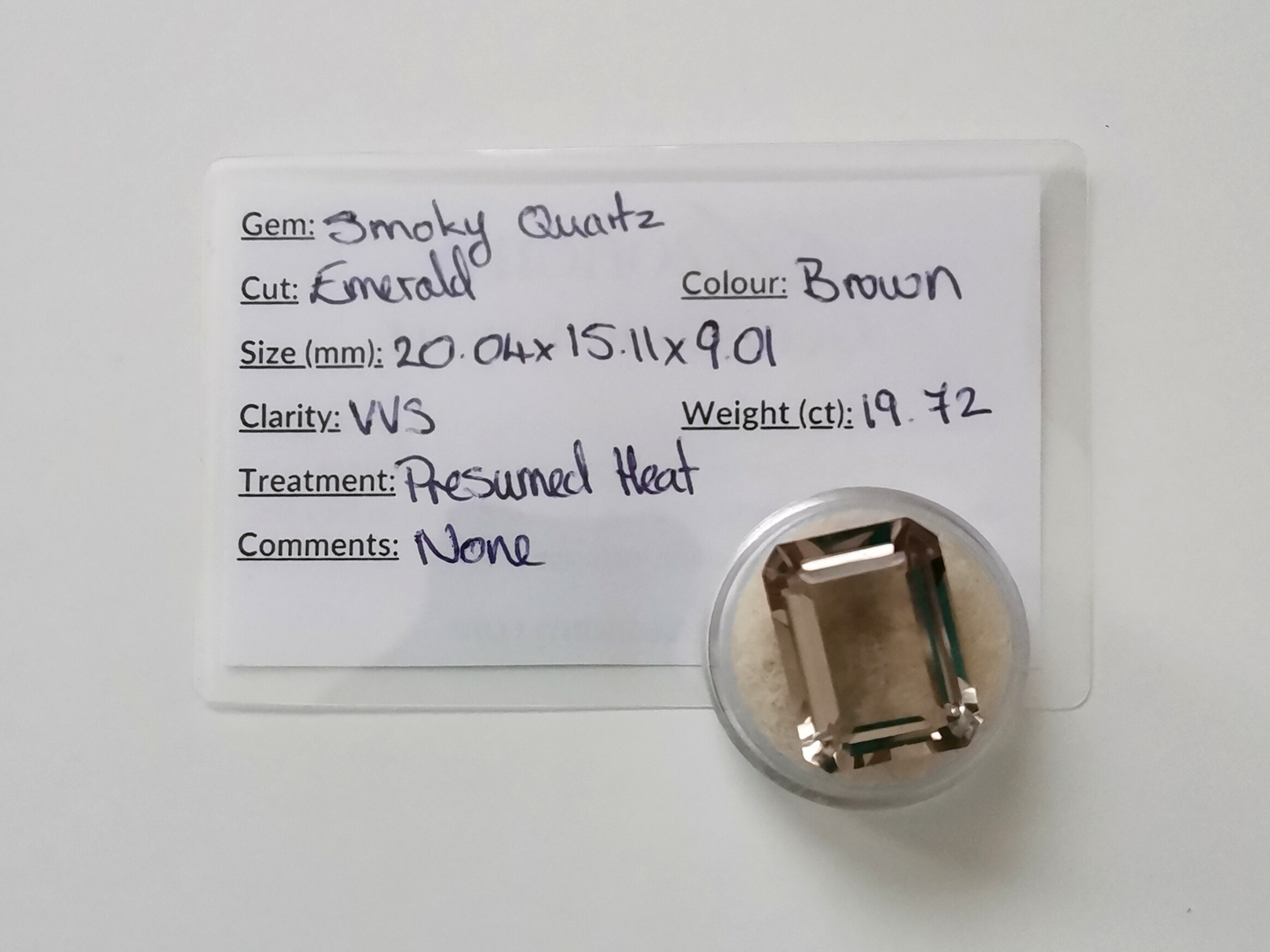 Smoky Quartz Emerald cut Rectangle - 20mm by 15.1mm - 19.72 ct