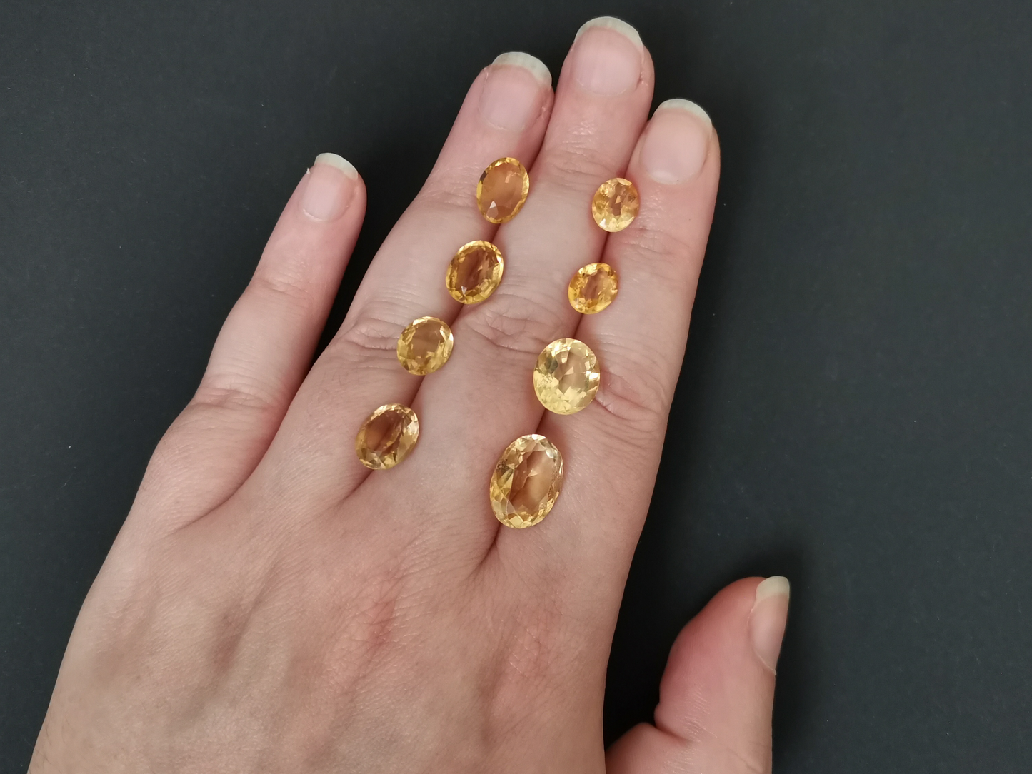 8 x Yellow Citrine Ovals - Bundle - Various sizes