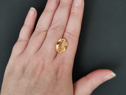 Yellow Citrine Oval - 16.1mm by 12.1mm - 8.58 ct