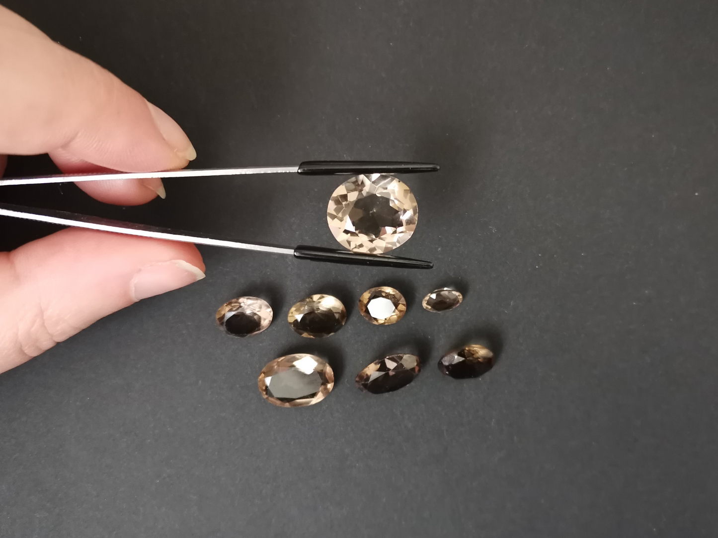 8 x Smoky Quartz Ovals - Bundle in various sizes