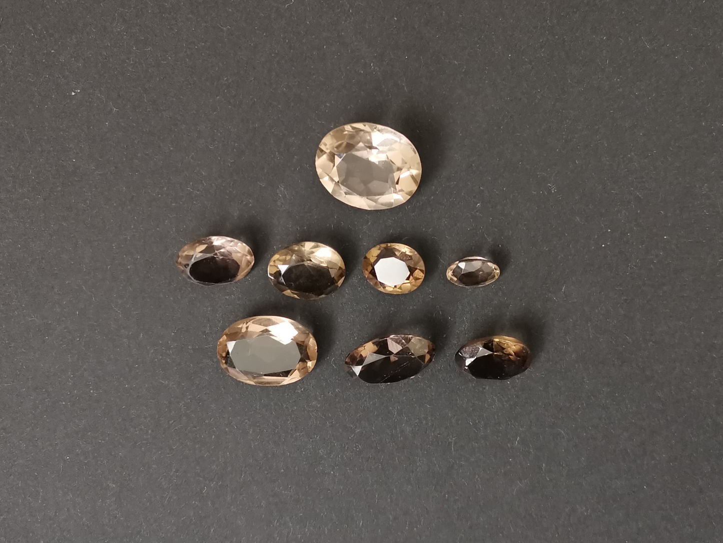 8 x Smoky Quartz Ovals - Bundle in various sizes