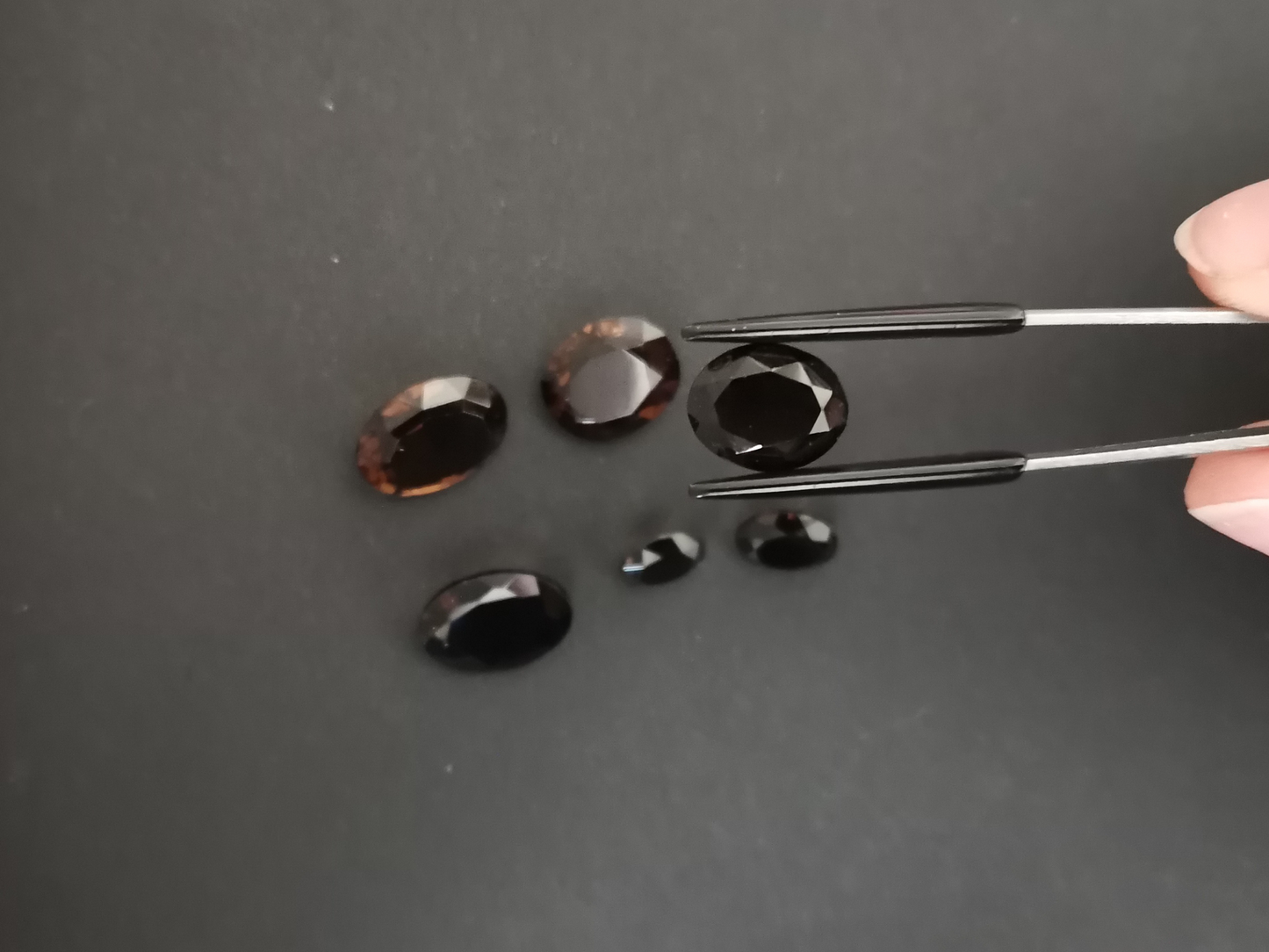 6 x Smoky quartz ovals - Bundle