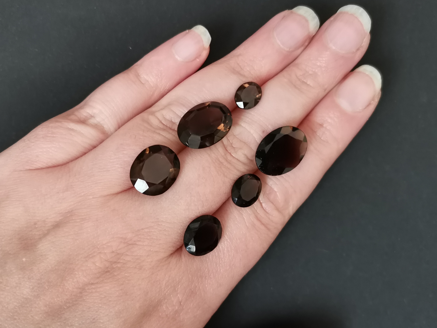6 x Smoky quartz ovals - Bundle