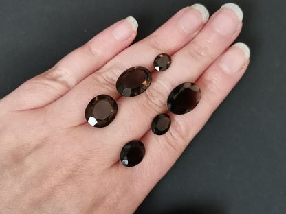 6 x Smoky quartz ovals - Bundle