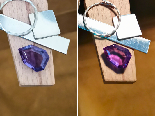 Purple Lab grown colour change Sapphire - 14.3mm by 10.5mm - 9.4 ct