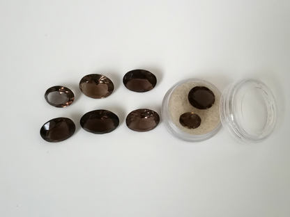 8 x Smoky Quartz Ovals - Bundle of various sizes