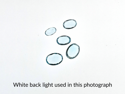 5 Oval Sky Blue Topaz Gemstones - Bundle