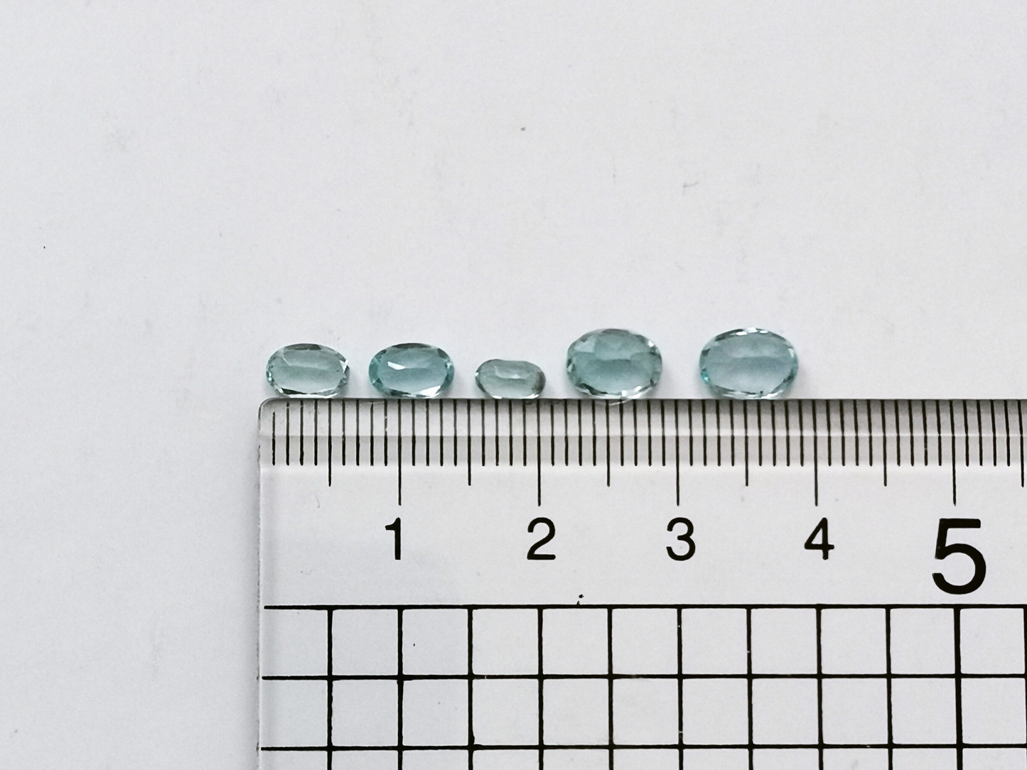 5 Oval Sky Blue Topaz Gemstones - Bundle