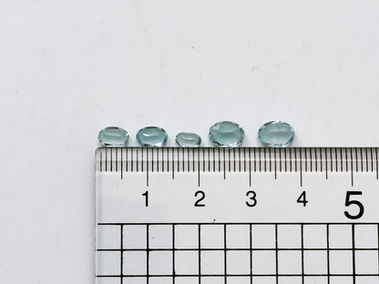5 Oval Sky Blue Topaz Gemstones - Bundle