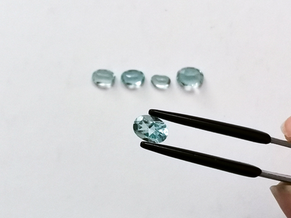 5 Oval Sky Blue Topaz Gemstones - Bundle