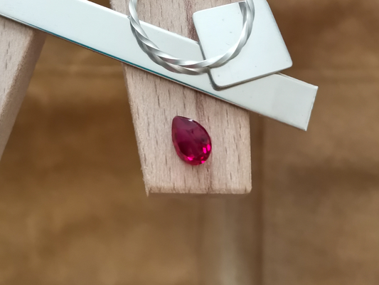 Lab grown Ruby Teardrop - 8mm by 6.1mm - 1.42 ct
