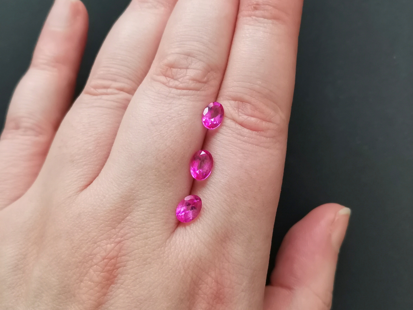 3 x Pink colour coated Topaz Ovals - Various sizes