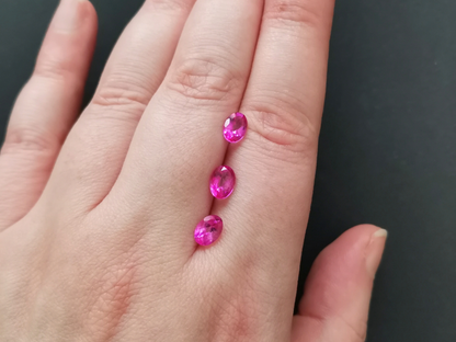 3 x Pink colour coated Topaz Ovals - Various sizes