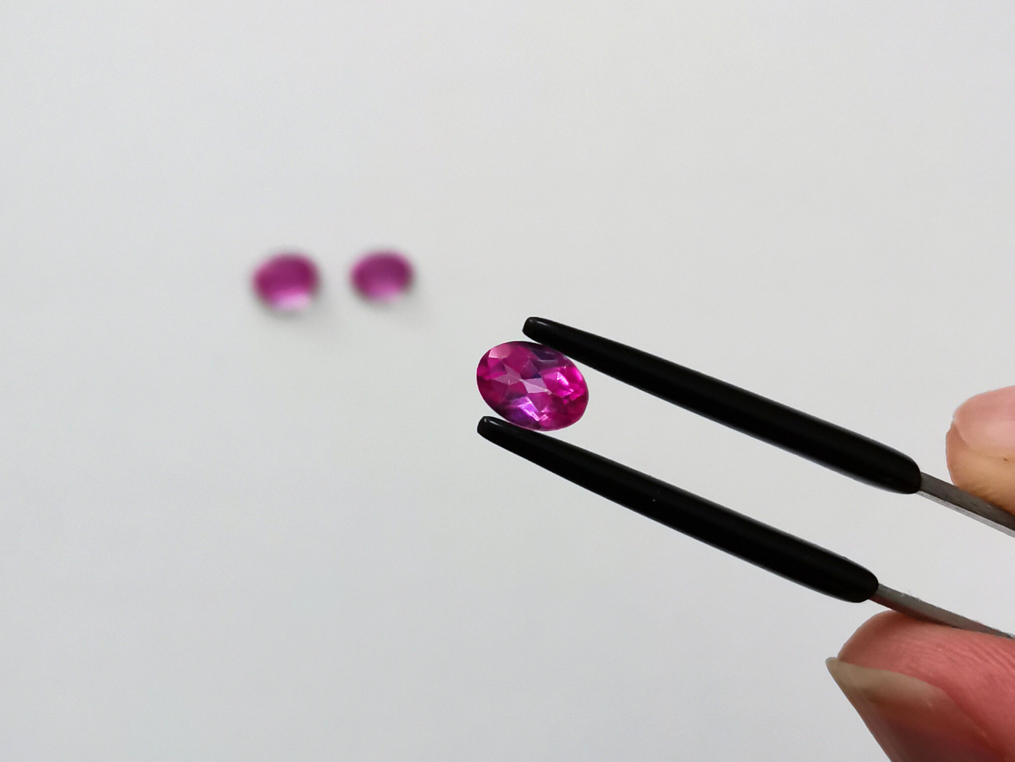 3 x Pink colour coated Topaz Ovals - Various sizes