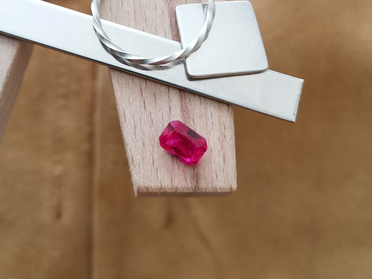 Lab Grown Ruby Rectangle - 7mm by 5mm - 1.33 ct