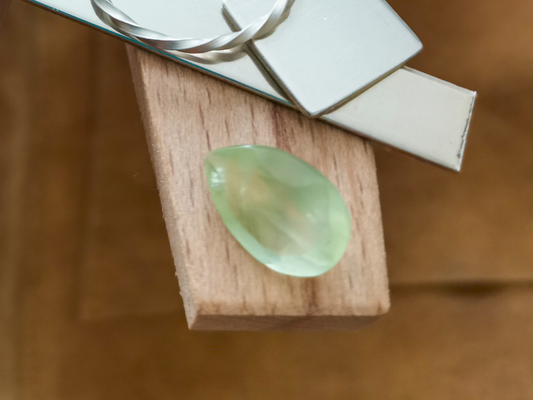 Yellow-Green Prehnite Teardrop - 13mm by 9mm - 3.93 ct