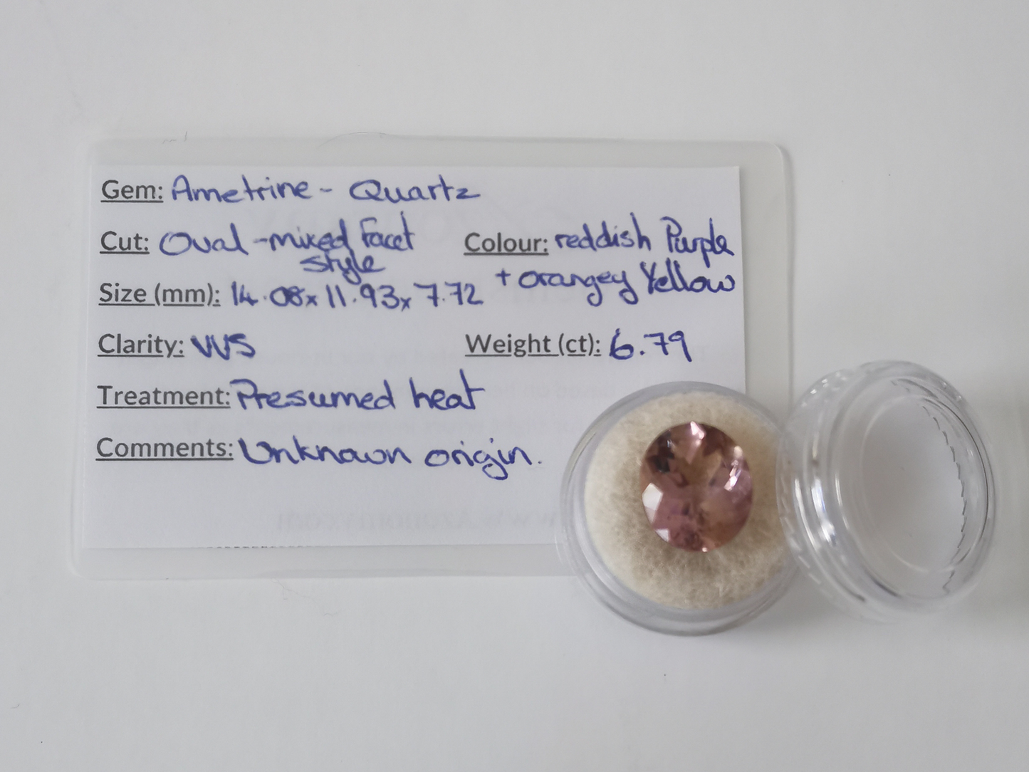 Purple and Yellow Ametrine Oval - 14mm by 11.9mm - 6.79 ct