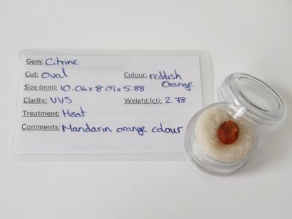 Orange Citrine Oval - 10mm by 8mm - 2.78 ct