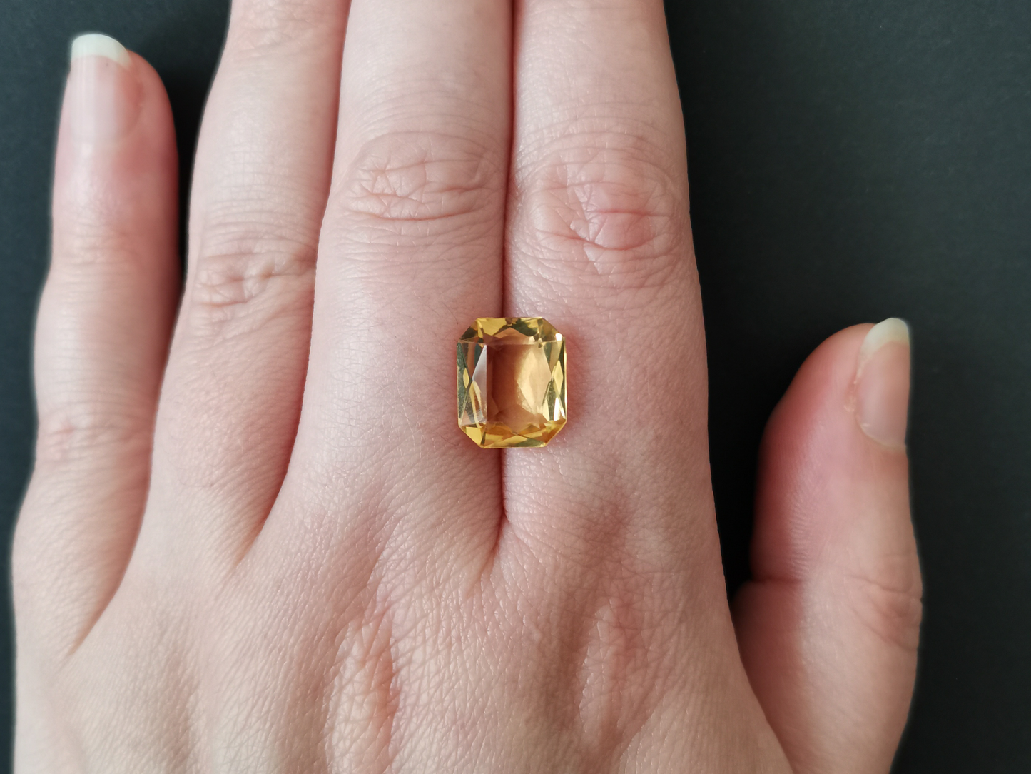 Yellow Citrine Rectangle - 12mm by 10mm - 4.58 ct