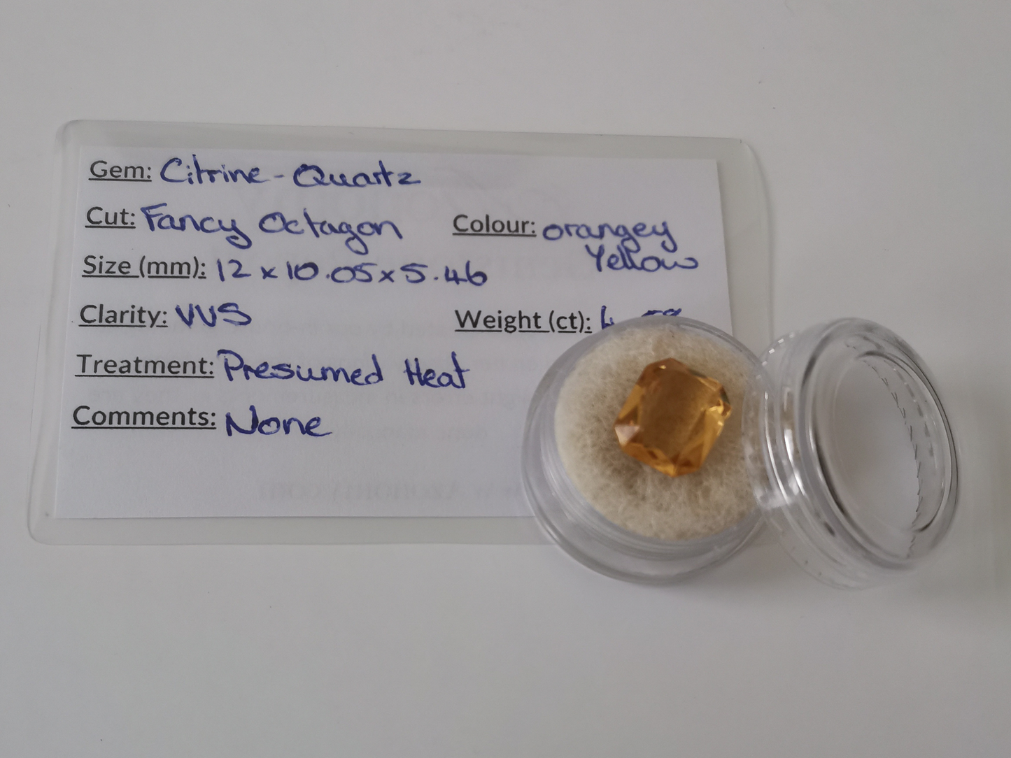Yellow Citrine Rectangle - 12mm by 10mm - 4.58 ct