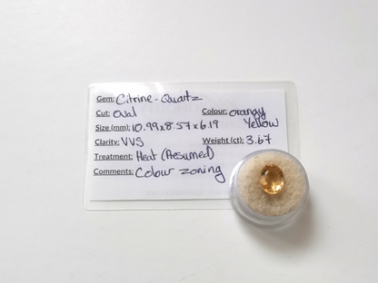 Golden Citrine Oval - 10.9mm by 8.57mm - 3.67 ct