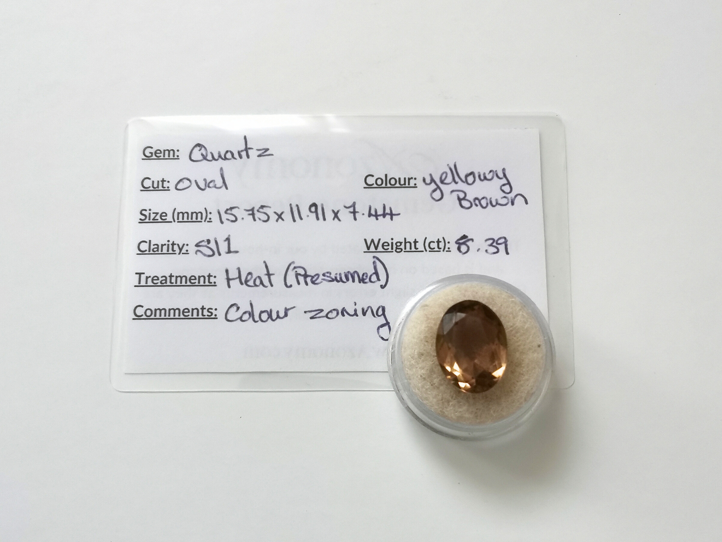 Golden Brown Smoky Citrine Oval - 15.7mm by 11.9mm - 8.39 ct
