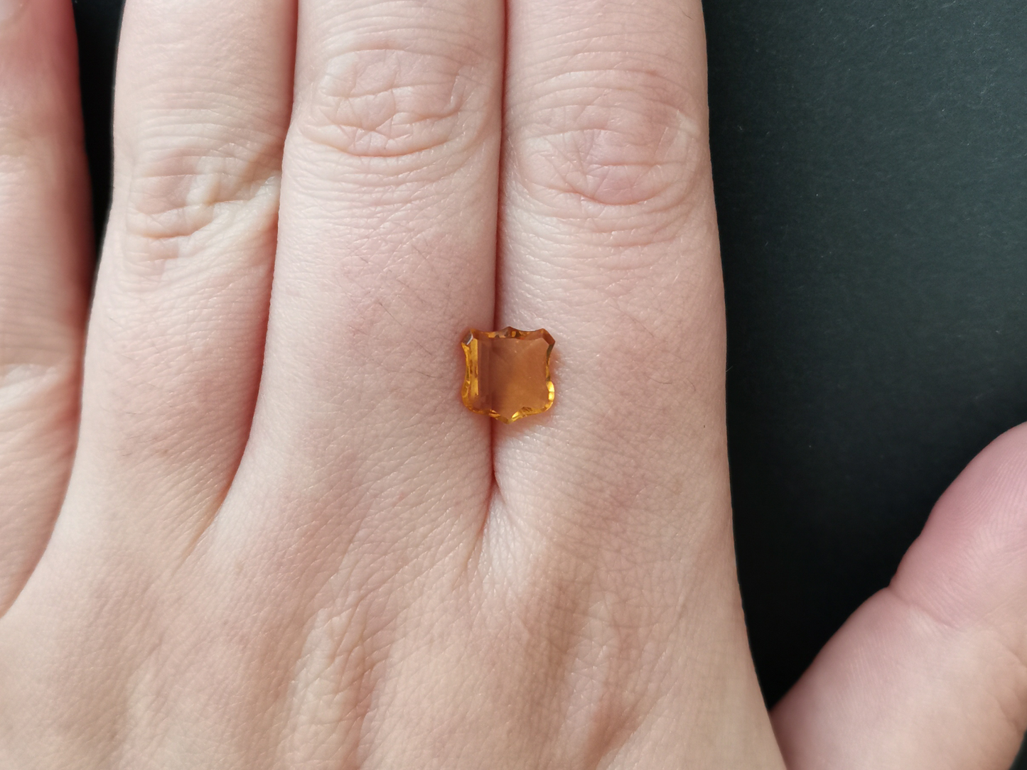 Orange Citrine Fancy Shield - 8.3mm by 7.8mm - 1.37 ct