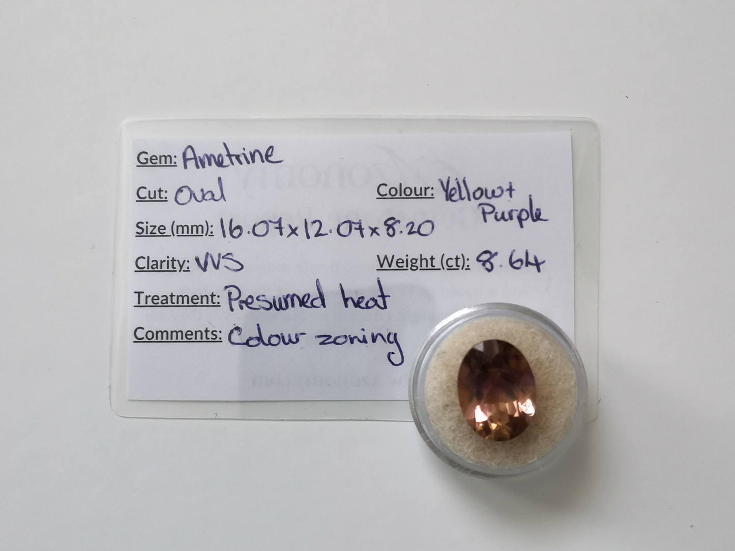Ametrine Oval - 16mm by 12mm - 8.64 ct