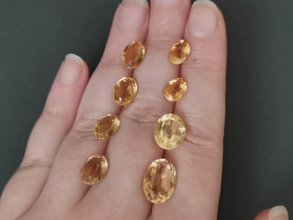 8 x Yellow Citrine Ovals - Bundle - Various sizes