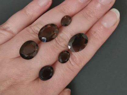 6 x Smoky quartz ovals - Bundle